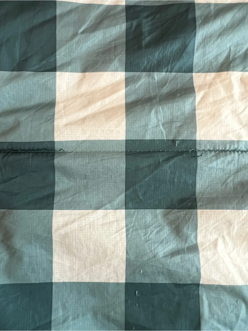 Hanna Andersson Teal Green and White Buffalo Check Hooded Puffer Jacket